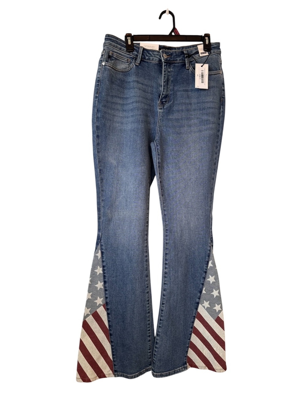 NWT Judy Blue High Waist American Flag Print Flare Jeans USA Patriotic Concert